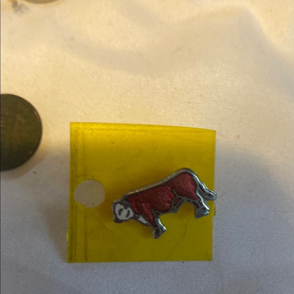 Red and Silver Bull Pin